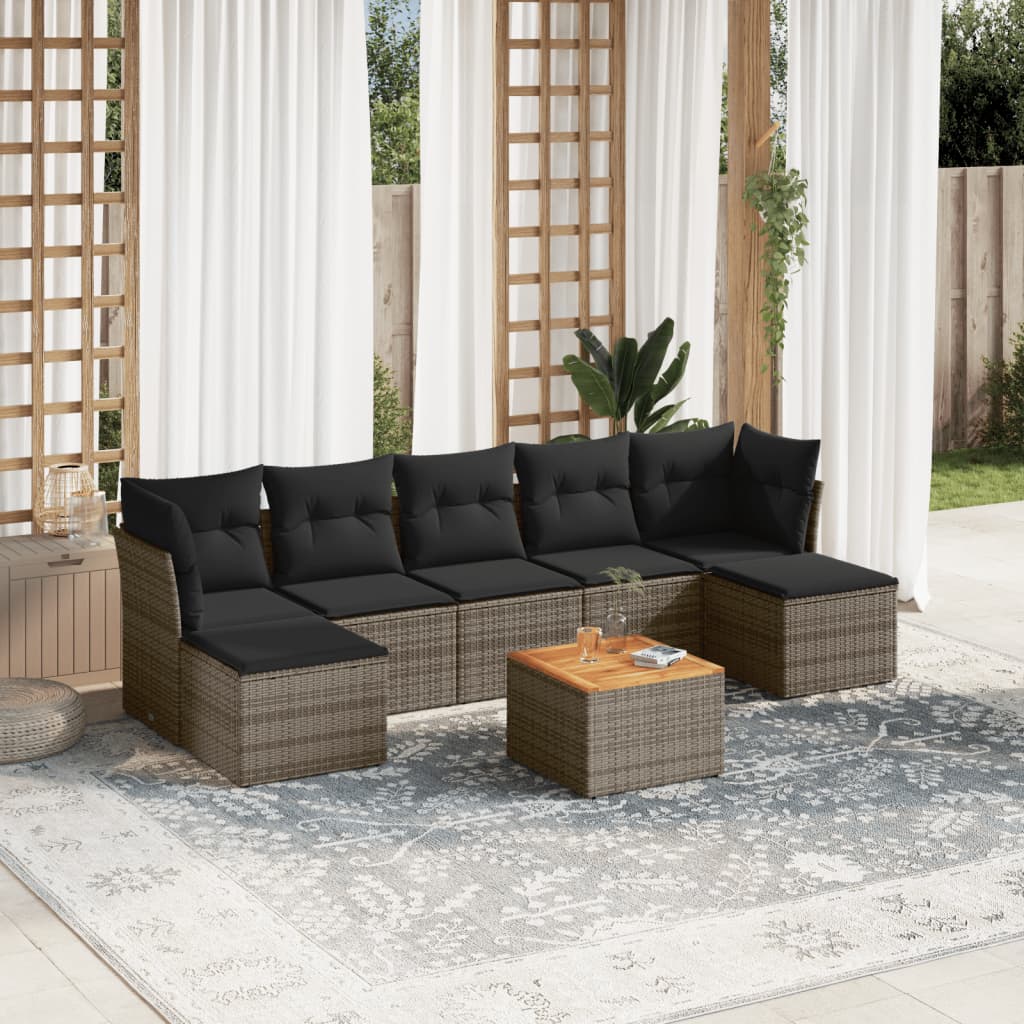 8721012856417_m_en_hd_1 vidaXL 8 Piece Garden Sofa Set with Cushions Grey Poly Rattan - Image 1