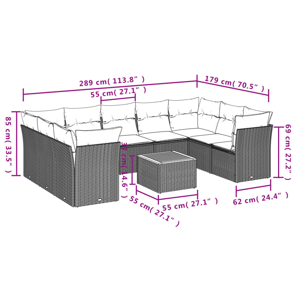 8721012856691_g_en_hd_1 vidaXL 10 Piece Garden Sofa Set with Cushions Grey Poly Rattan - Image 3