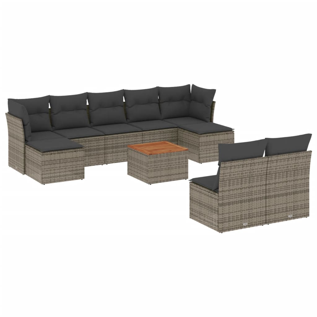 8721012857254_a_en_hd_1 vidaXL 10 Piece Garden Sofa Set with Cushions Grey Poly Rattan - Image 2