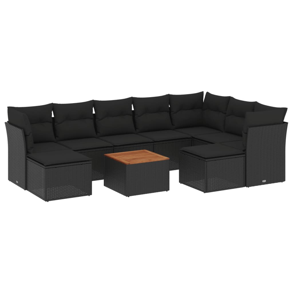 8721012858251_a_en_hd_1 vidaXL 10 Piece Garden Sofa Set with Cushions Black Poly Rattan - Image 2