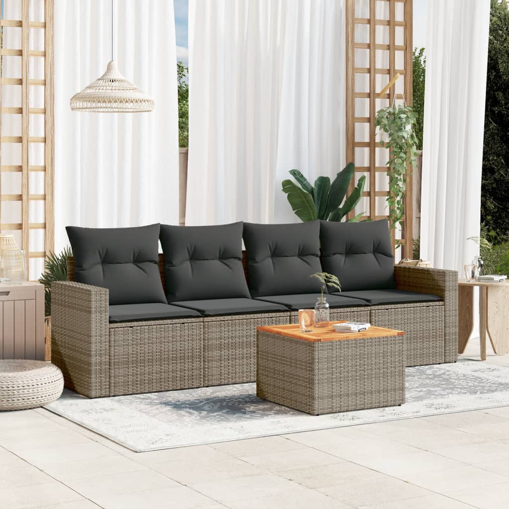 8721012858657_m_en_hd_1 vidaXL 5 Piece Garden Sofa Set with Cushions Grey Poly Rattan - Image 1