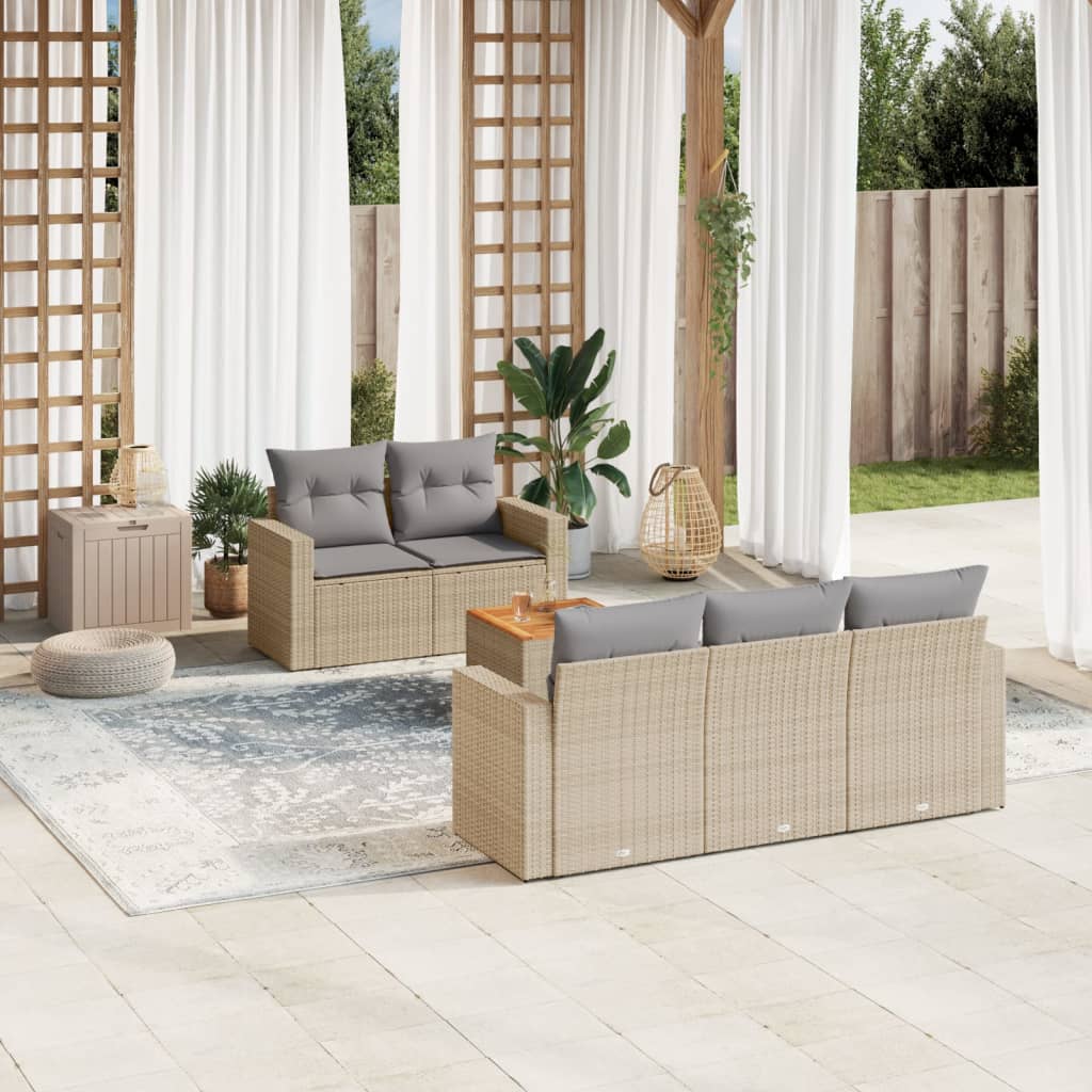 8721012858718_m_en_hd_1 vidaXL 6 Piece Garden Sofa Set with Cushions Beige Poly Rattan - Image 1