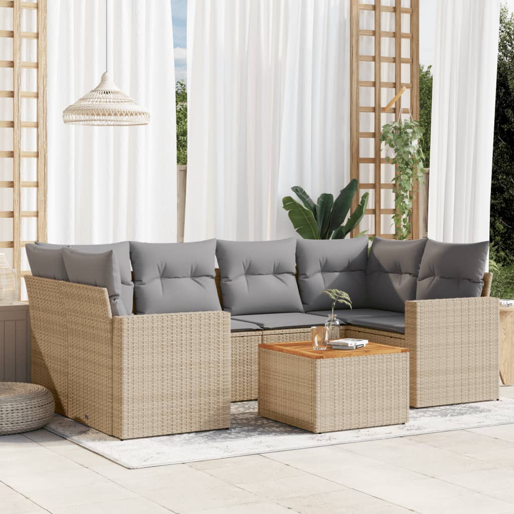 8721012858855_m_en_hd_1 vidaXL 7 Piece Garden Sofa Set with Cushions Beige Poly Rattan - Image 1