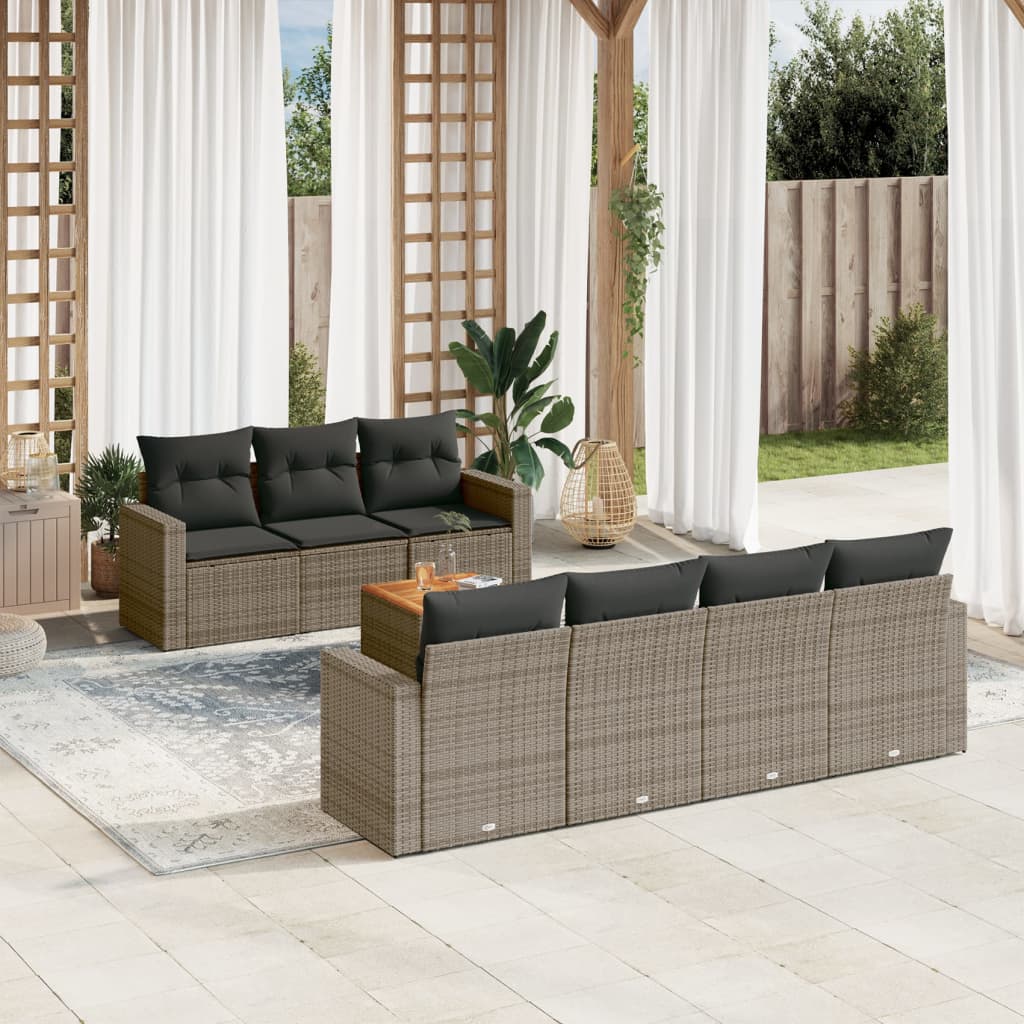 8721012858930_m_en_hd_1 vidaXL 8 Piece Garden Sofa Set with Cushions Grey Poly Rattan - Image 1