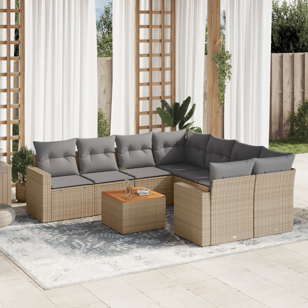 8721012859135_m_en_hd_1 vidaXL 9 Piece Garden Sofa Set with Cushions Beige Poly Rattan - Image 1
