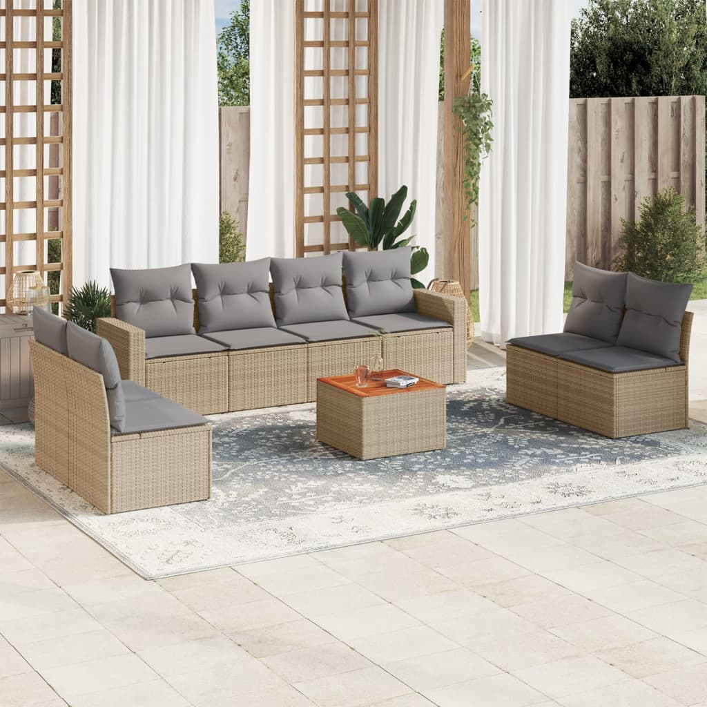 8721012859487_m_en_hd_1 vidaXL 9 Piece Garden Sofa Set with Cushions Beige Poly Rattan - Image 1