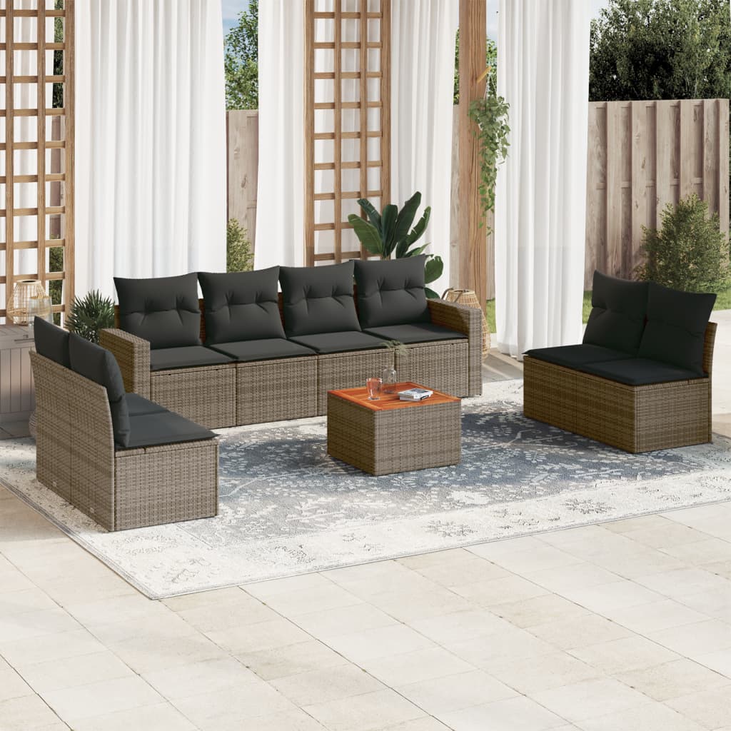 8721012859494_m_en_hd_1 vidaXL 9 Piece Garden Sofa Set with Cushions Grey Poly Rattan - Image 1