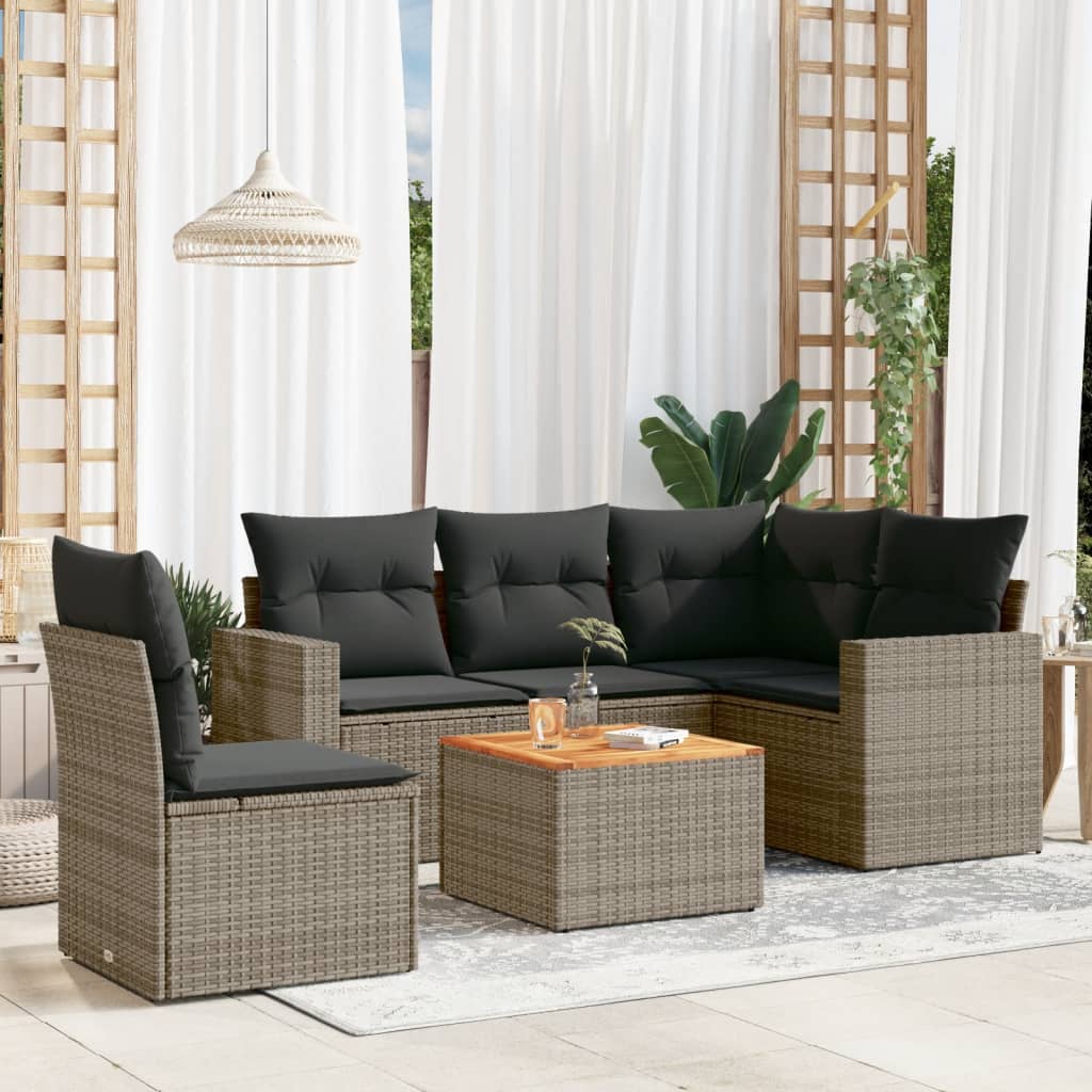 8721012859913_m_en_hd_1 vidaXL 6 Piece Garden Sofa Set with Cushions Grey Poly Rattan - Image 1