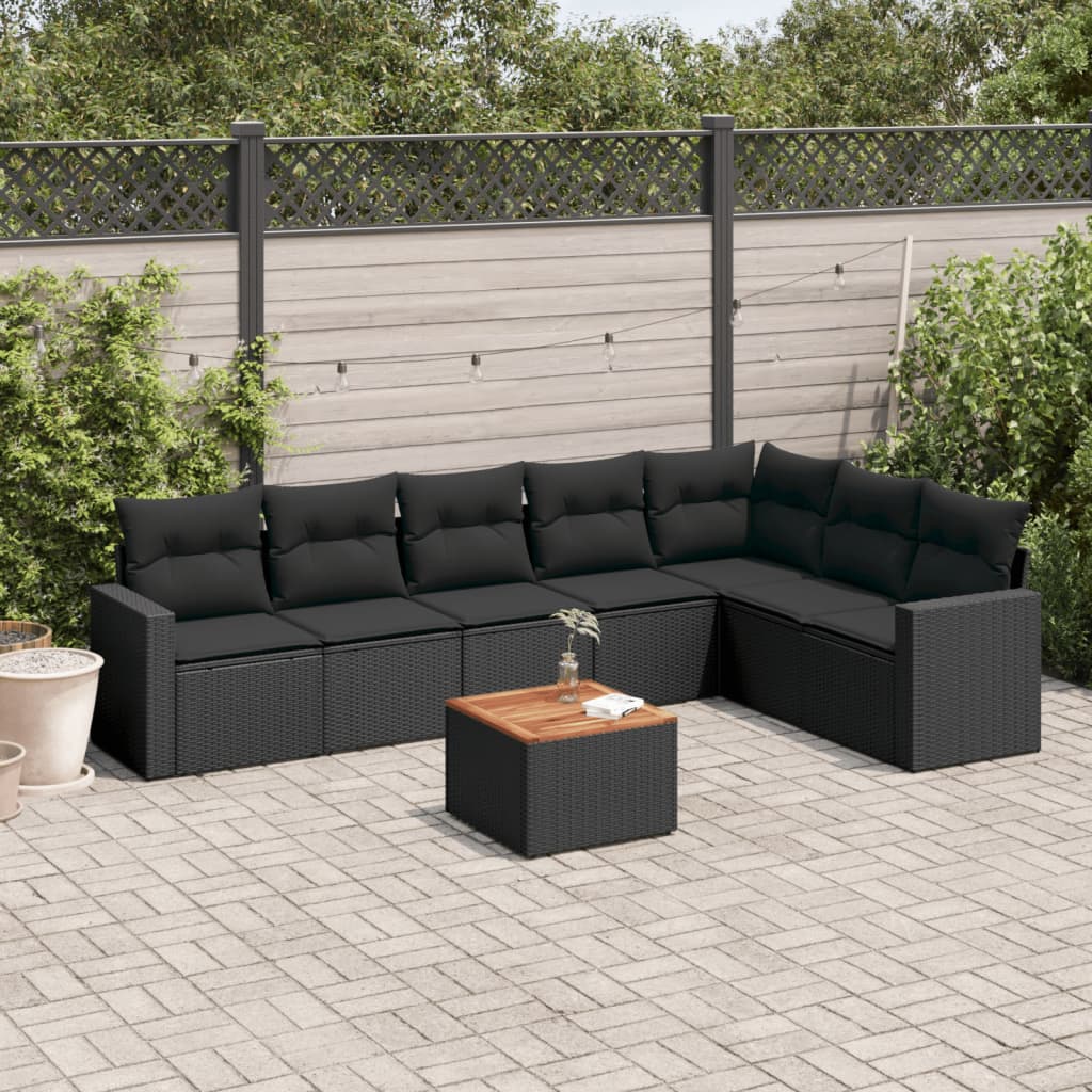 8721012860148_m_en_hd_1 vidaXL 8 Piece Garden Sofa Set with Cushions Black Poly Rattan - Image 1