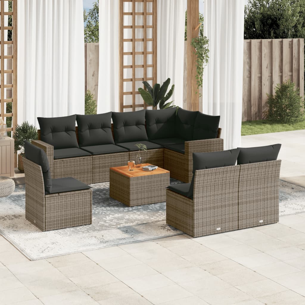 8721012860261_m_en_hd_1 vidaXL 9 Piece Garden Sofa Set with Cushions Grey Poly Rattan - Image 1