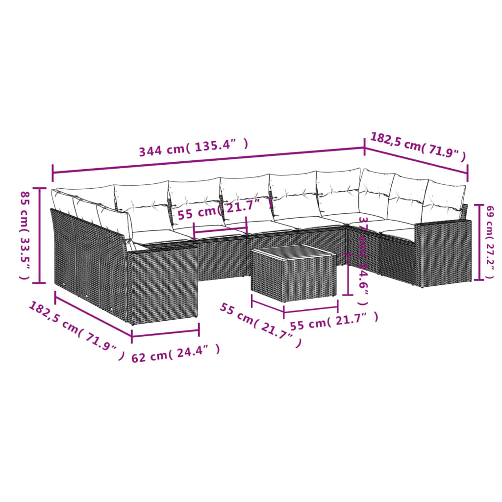 8721012861541_g_en_hd_1 vidaXL 11 Piece Garden Sofa Set with Cushions Black Poly Rattan - Image 3