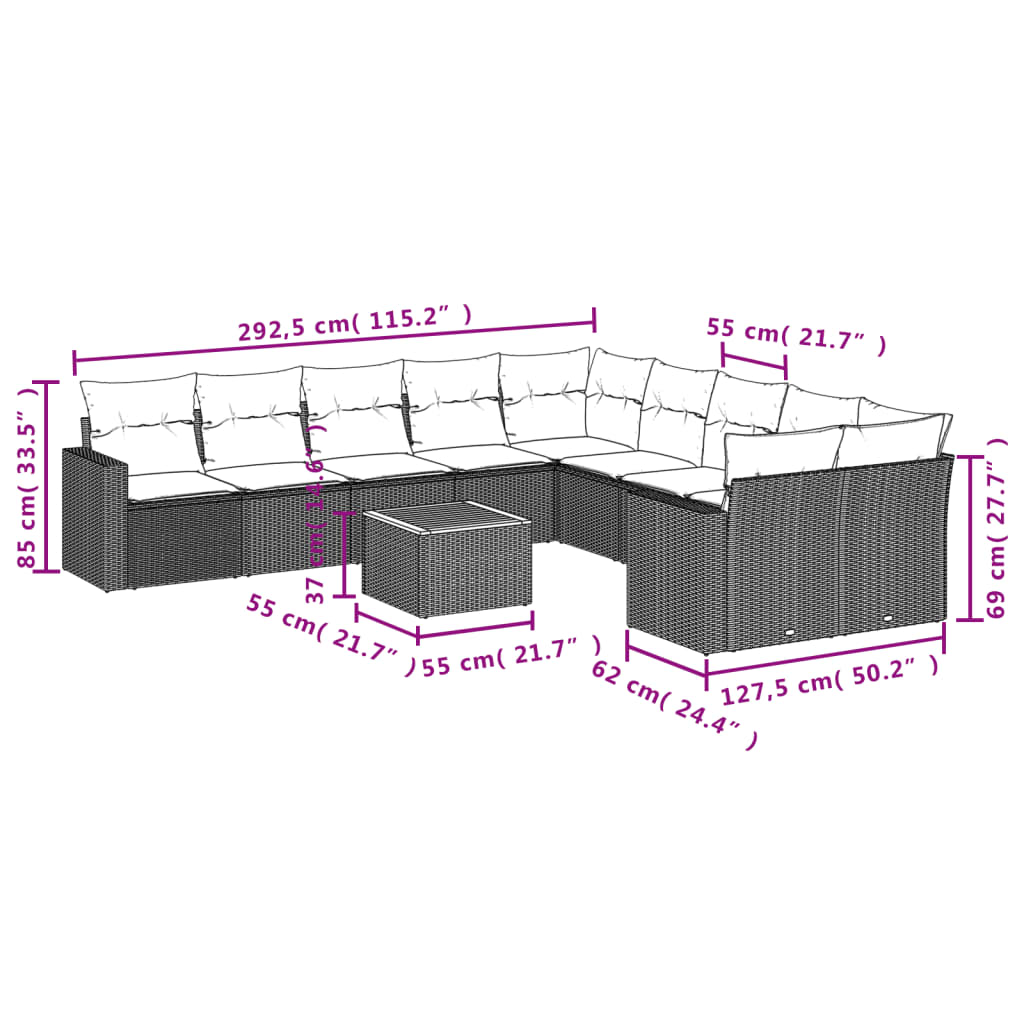 8721012861800_g_en_hd_1 vidaXL 11 Piece Garden Sofa Set with Cushions Grey Poly Rattan - Image 3