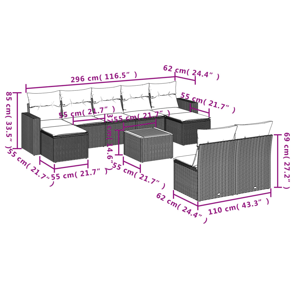 8721012861879_g_en_hd_1 vidaXL 10 Piece Garden Sofa Set with Cushions Grey Poly Rattan - Image 3