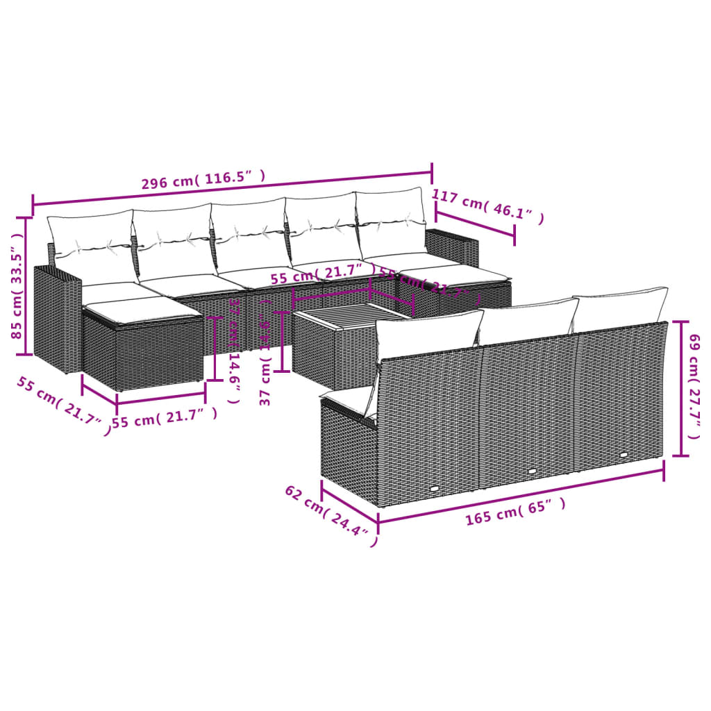8721012861947_g_en_hd_1 vidaXL 11 Piece Garden Sofa Set with Cushions Grey Poly Rattan - Image 3