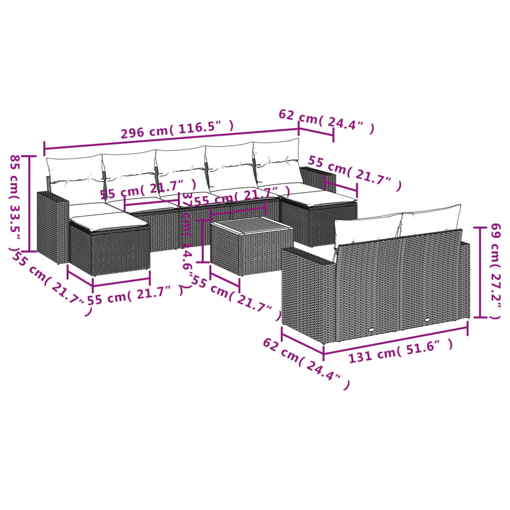 8721012861978_g_en_hd_1 vidaXL 10 Piece Garden Sofa Set with Cushions Black Poly Rattan - Image 3