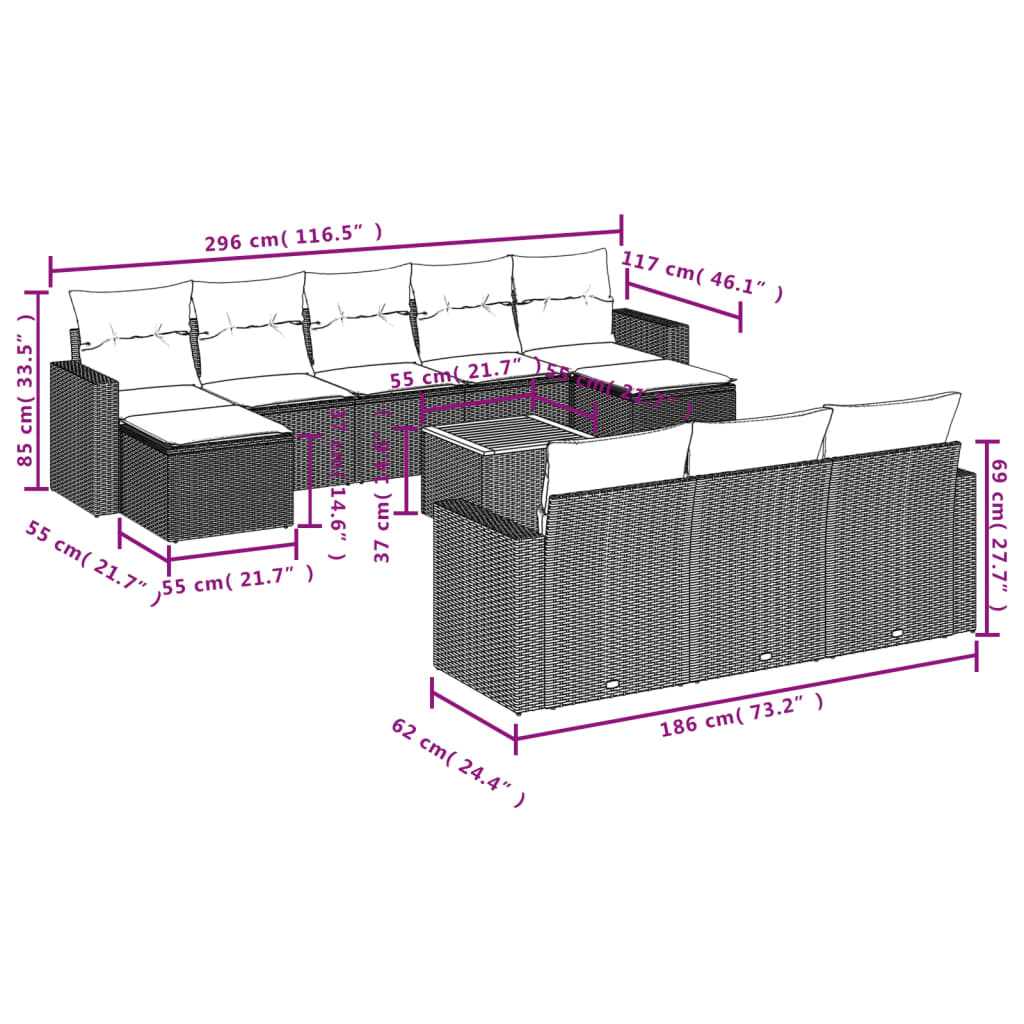 8721012862036_g_en_hd_1 vidaXL 11 Piece Garden Sofa Set with Cushions Black Poly Rattan - Image 3