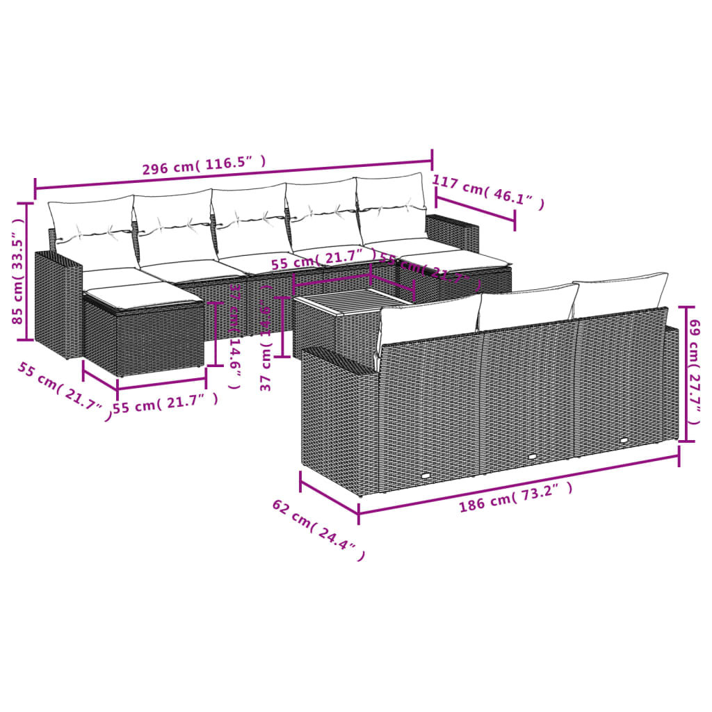 8721012862043_g_en_hd_1 vidaXL 11 Piece Garden Sofa Set with Cushions Black Poly Rattan - Image 3