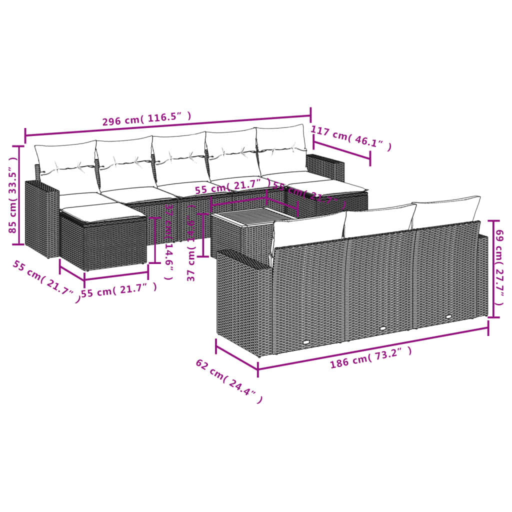 8721012862081_g_en_hd_1 vidaXL 11 Piece Garden Sofa Set with Cushions Grey Poly Rattan - Image 3