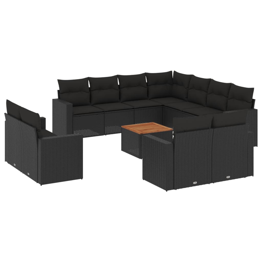 8721012862456_a_en_hd_1 vidaXL 12 Piece Garden Sofa Set with Cushions Black Poly Rattan - Image 2