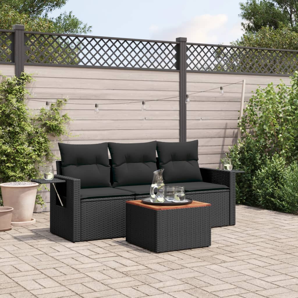 8721012862944_m_en_hd_1 vidaXL 4 Piece Garden Sofa Set with Cushions Black Poly Rattan - Image 1