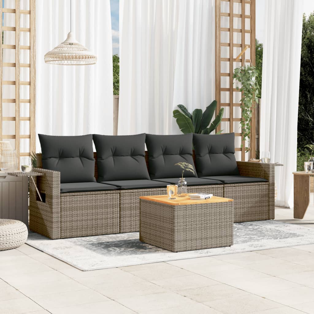 8721012863064_m_en_hd_1 vidaXL 5 Piece Garden Sofa Set with Cushions Grey Poly Rattan - Image 1