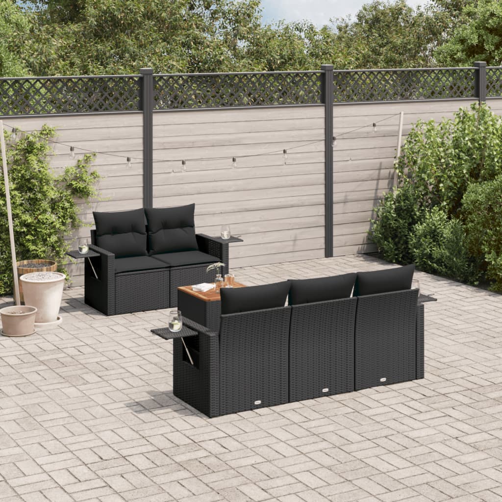 8721012863088_m_en_hd_1 vidaXL 6 Piece Garden Sofa Set with Cushions Black Poly Rattan - Image 1