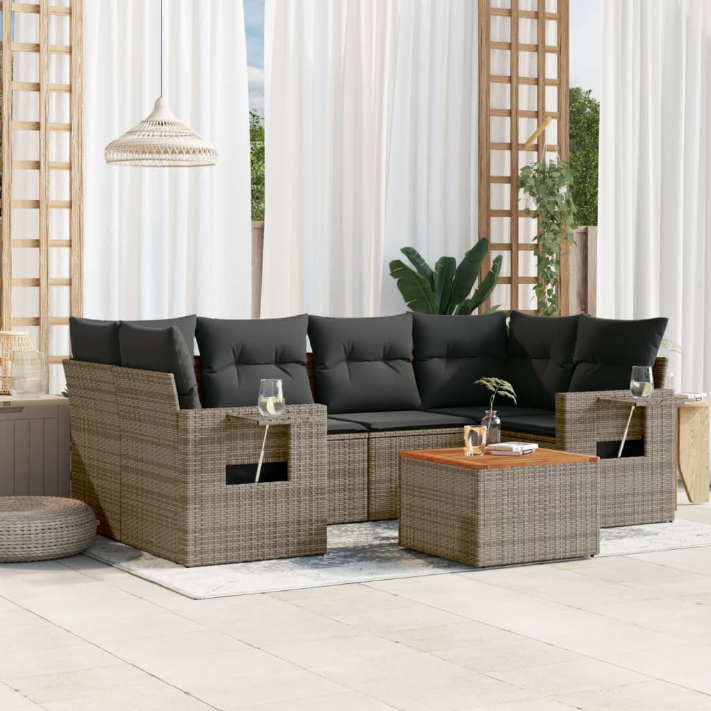 8721012863279_m_en_hd_1 vidaXL 7 Piece Garden Sofa Set with Cushions Grey Poly Rattan - Image 1