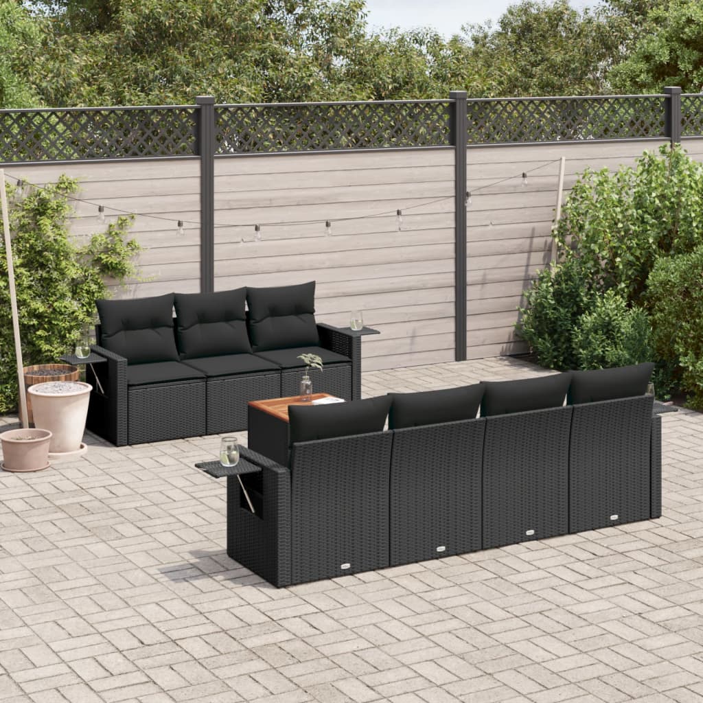 8721012863293_m_en_hd_1 vidaXL 8 Piece Garden Sofa Set with Cushions Black Poly Rattan - Image 1