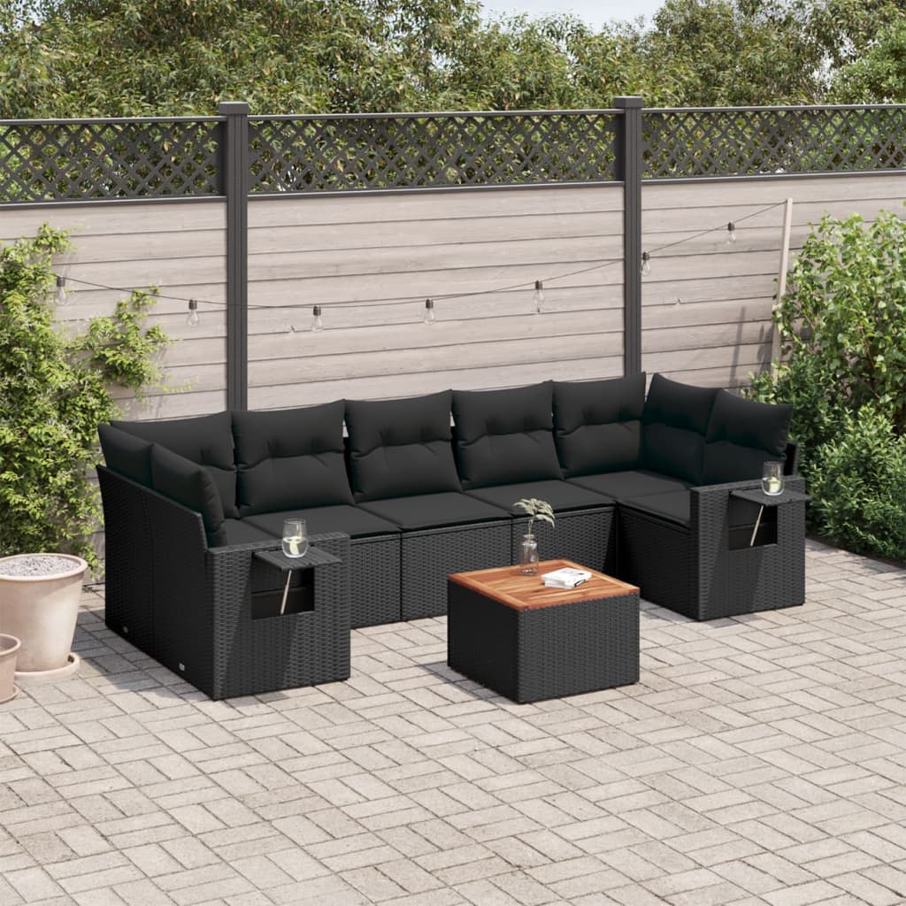 8721012863361_m_en_hd_1 vidaXL 8 Piece Garden Sofa Set with Cushions Black Poly Rattan - Image 1