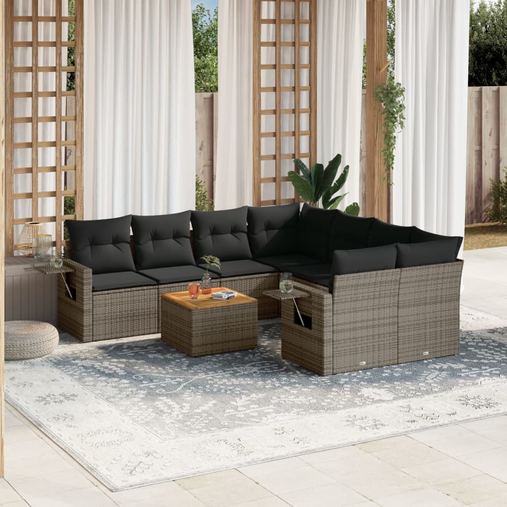 8721012863552_m_en_hd_1 vidaXL 9 Piece Garden Sofa Set with Cushions Grey Poly Rattan - Image 1