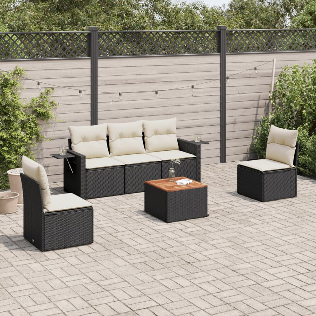 8721012863651_m_en_hd_1 vidaXL 6 Piece Garden Sofa Set with Cushions Black Poly Rattan - Image 1