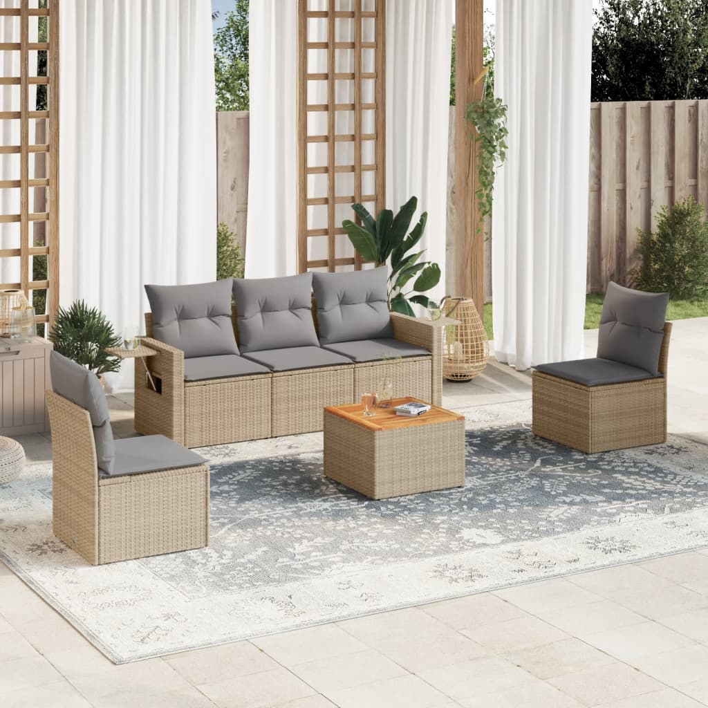 8721012863682_m_en_hd_1 vidaXL 6 Piece Garden Sofa Set with Cushions Beige Poly Rattan - Image 1