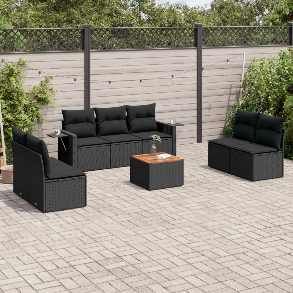 8721012863781_m_en_hd_1 vidaXL 8 Piece Garden Sofa Set with Cushions Black Poly Rattan - Image 1