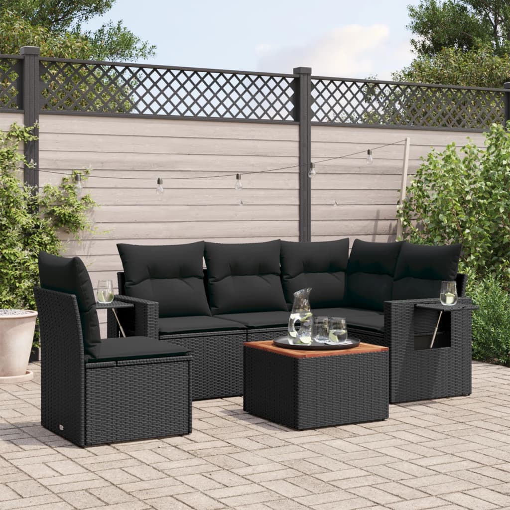 8721012864276_m_en_hd_1 vidaXL 6 Piece Garden Sofa Set with Cushions Black Poly Rattan - Image 1