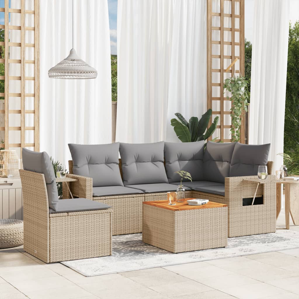 8721012864313_m_en_hd_1 vidaXL 6 Piece Garden Sofa Set with Cushions Beige Poly Rattan - Image 1