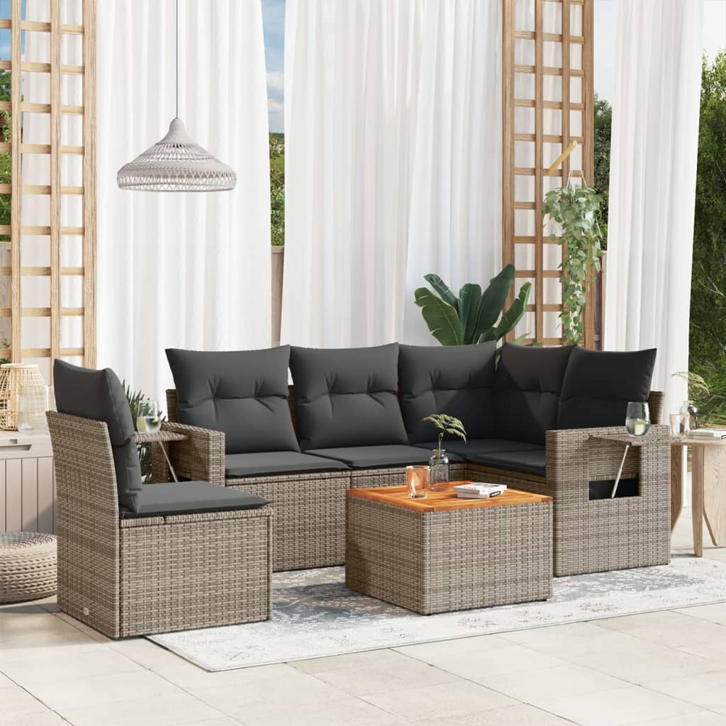 8721012864320_m_en_hd_1 vidaXL 6 Piece Garden Sofa Set with Cushions Grey Poly Rattan - Image 1