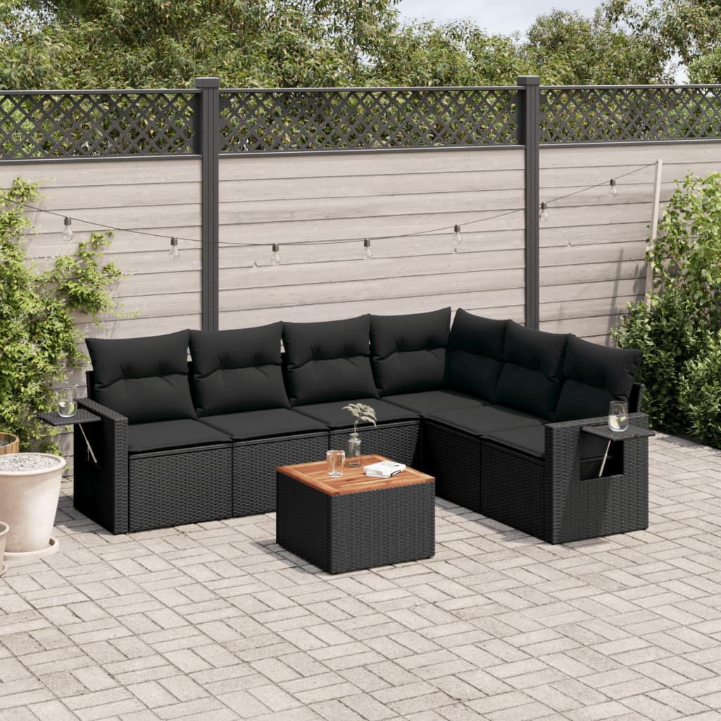 8721012864412_m_en_hd_1 vidaXL 7 Piece Garden Sofa Set with Cushions Black Poly Rattan - Image 1