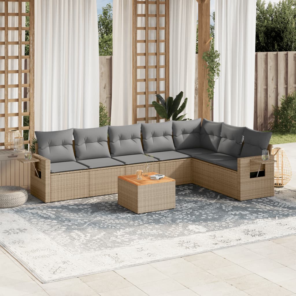8721012864597_m_en_hd_1 vidaXL 8 Piece Garden Sofa Set with Cushions Beige Poly Rattan - Image 1