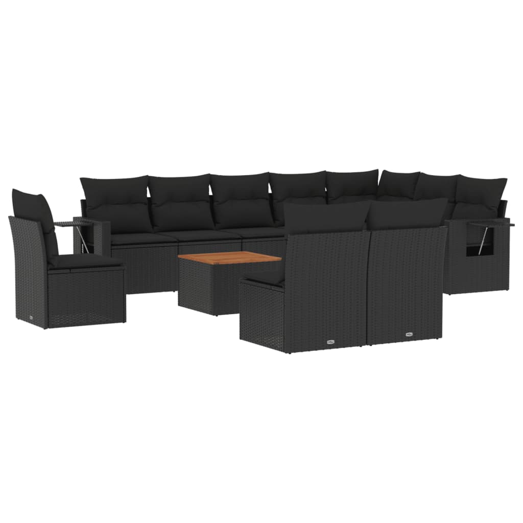 8721012864764_a_en_hd_1 vidaXL 11 Piece Garden Sofa Set with Cushions Black Poly Rattan - Image 2
