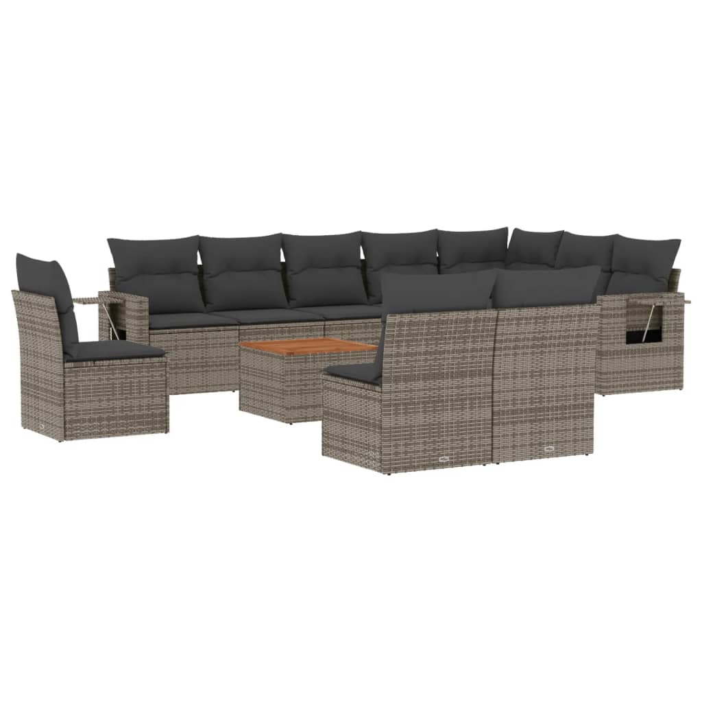 8721012864818_a_en_hd_1 vidaXL 11 Piece Garden Sofa Set with Cushions Grey Poly Rattan - Image 2