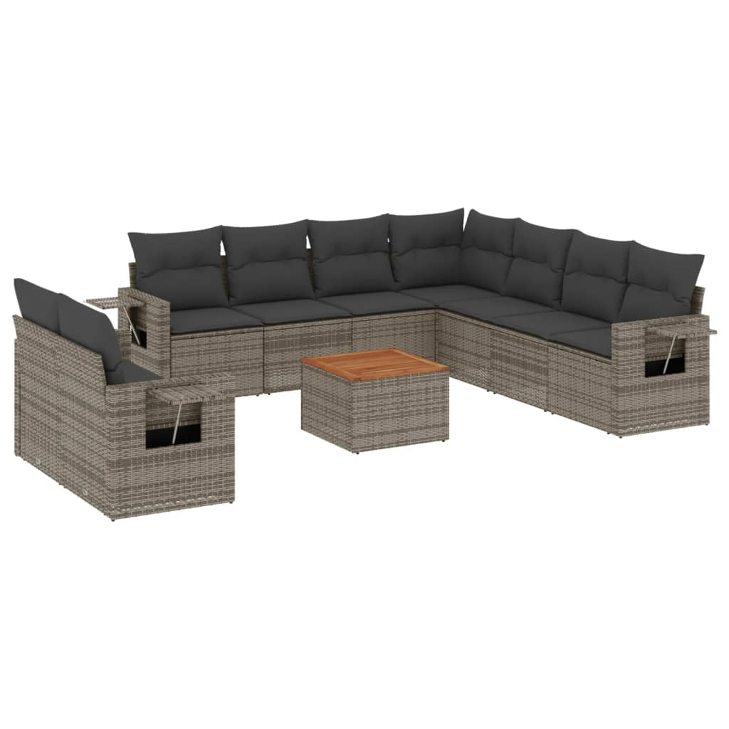 8721012864955_a_en_hd_1 vidaXL 10 Piece Garden Sofa Set with Cushions Grey Poly Rattan - Image 2
