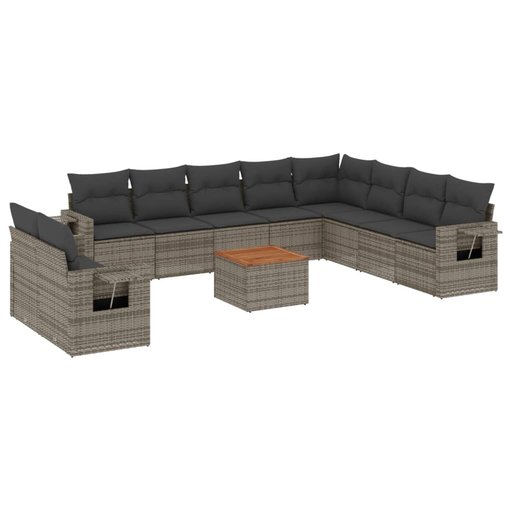 8721012865020_a_en_hd_1 vidaXL 11 Piece Garden Sofa Set with Cushions Grey Poly Rattan - Image 2
