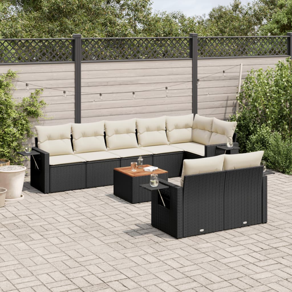 8721012865129_m_en_hd_1 vidaXL 9 Piece Garden Sofa Set with Cushions Black Poly Rattan - Image 1