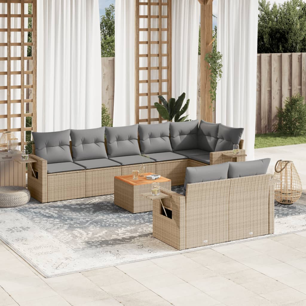 8721012865150_m_en_hd_1 vidaXL 9 Piece Garden Sofa Set with Cushions Beige Poly Rattan - Image 1