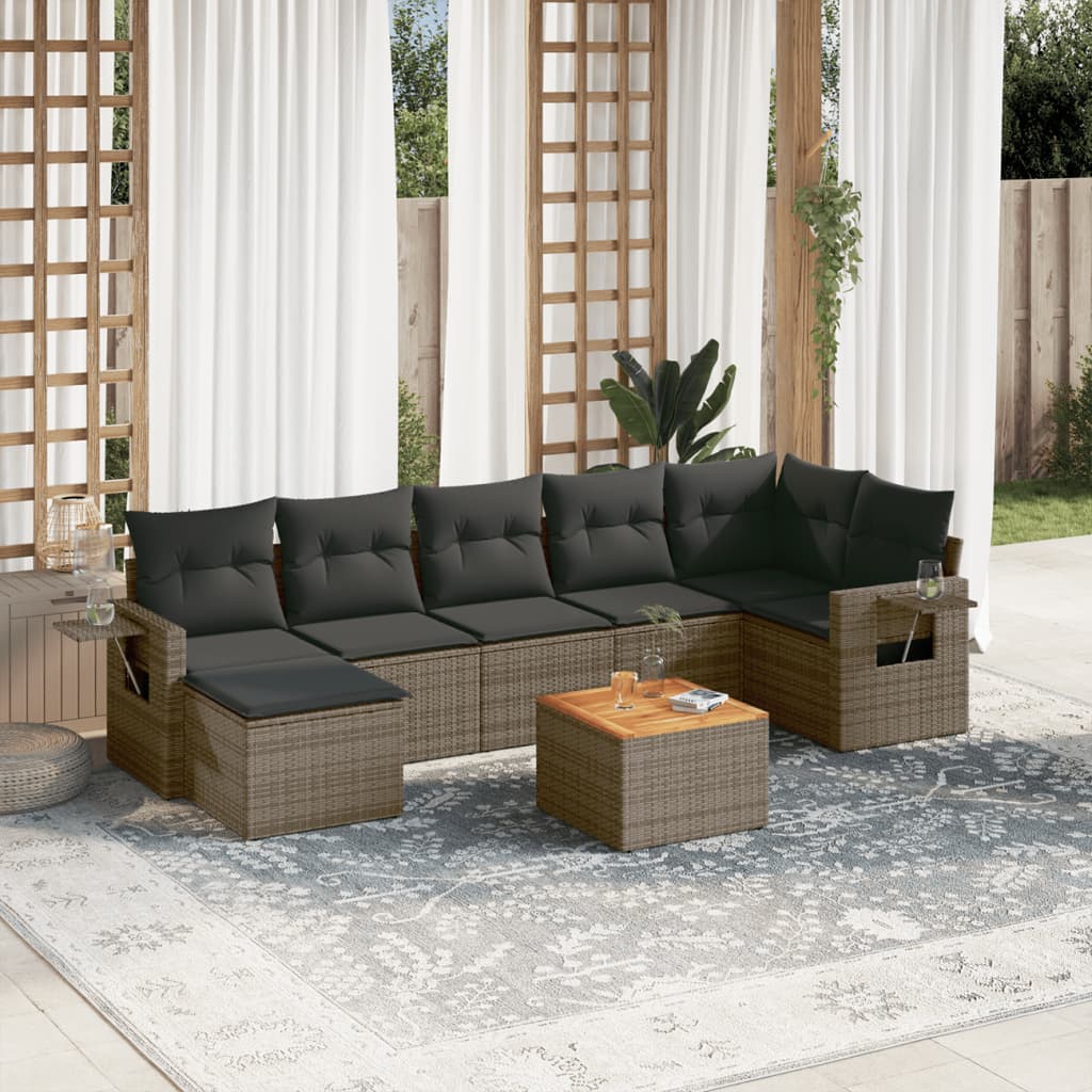 8721012865372_m_en_hd_1 vidaXL 8 Piece Garden Sofa Set with Cushions Grey Poly Rattan - Image 1