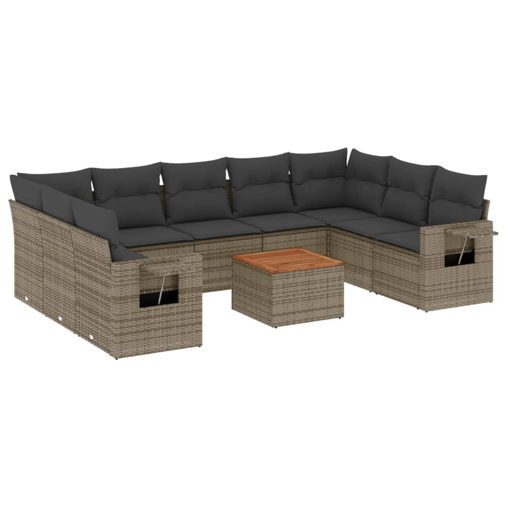 8721012865723_a_en_hd_1 vidaXL 10 Piece Garden Sofa Set with Cushions Grey Poly Rattan - Image 2