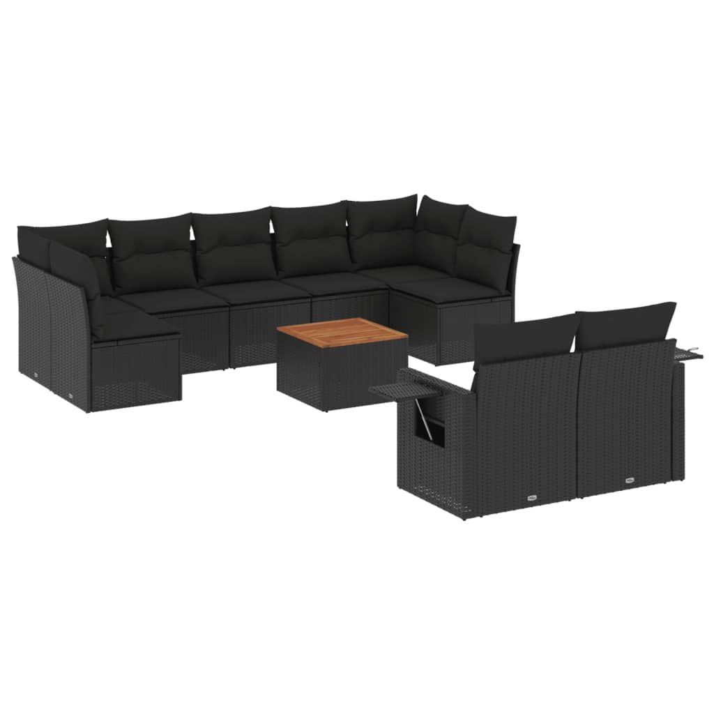 8721012865747_a_en_hd_1 vidaXL 10 Piece Garden Sofa Set with Cushions Black Poly Rattan - Image 2