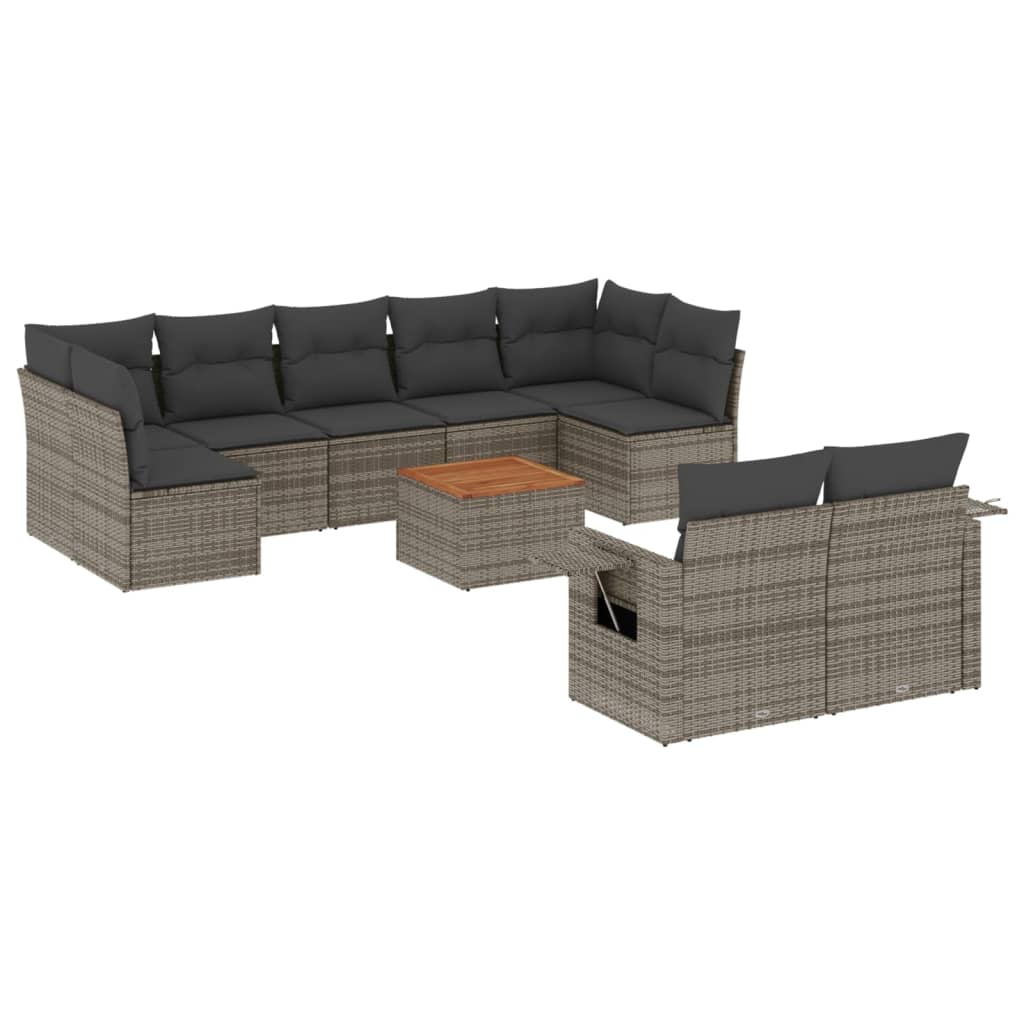 8721012865792_a_en_hd_1 vidaXL 10 Piece Garden Sofa Set with Cushions Grey Poly Rattan - Image 2