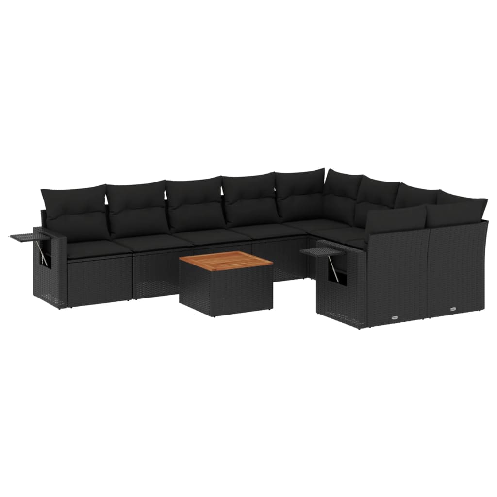 8721012865815_a_en_hd_1 vidaXL 10 Piece Garden Sofa Set with Cushions Black Poly Rattan - Image 2