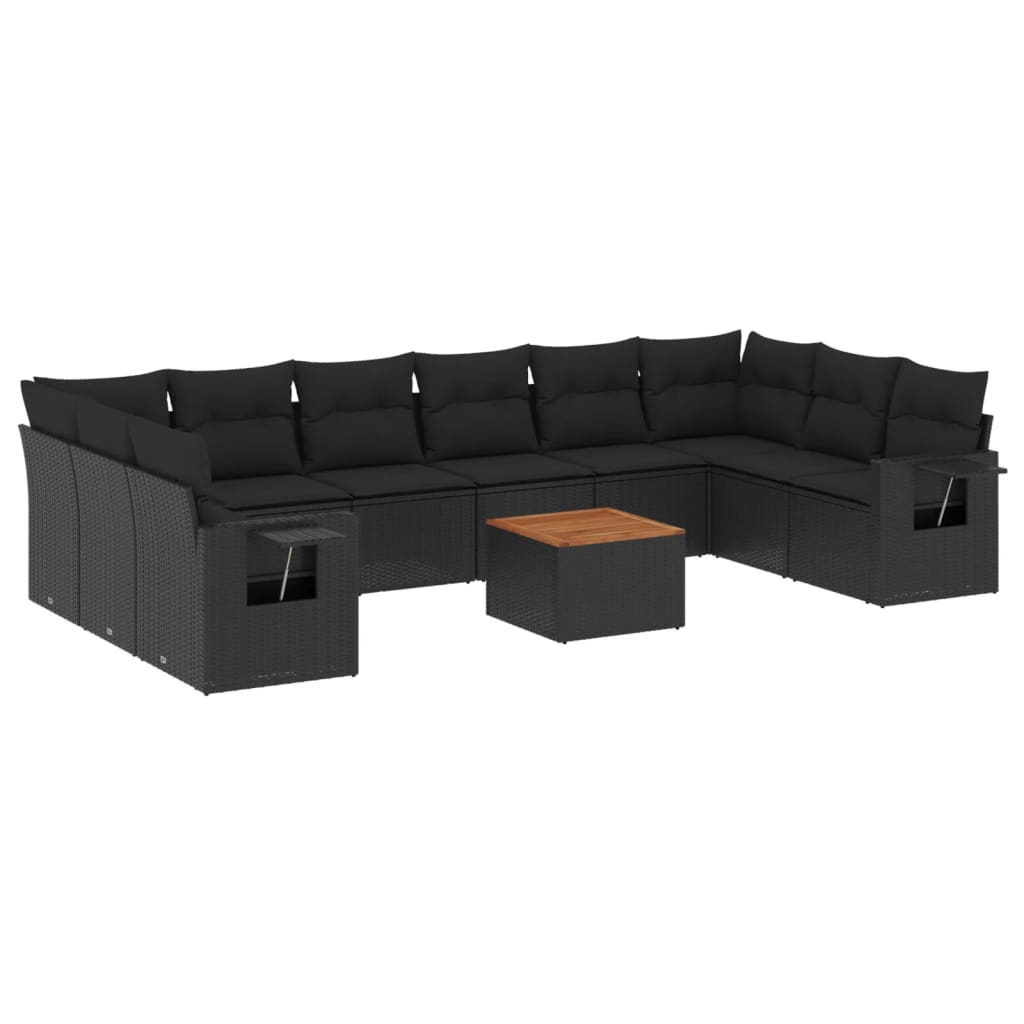 8721012865952_a_en_hd_1 vidaXL 11 Piece Garden Sofa Set with Cushions Black Poly Rattan - Image 2